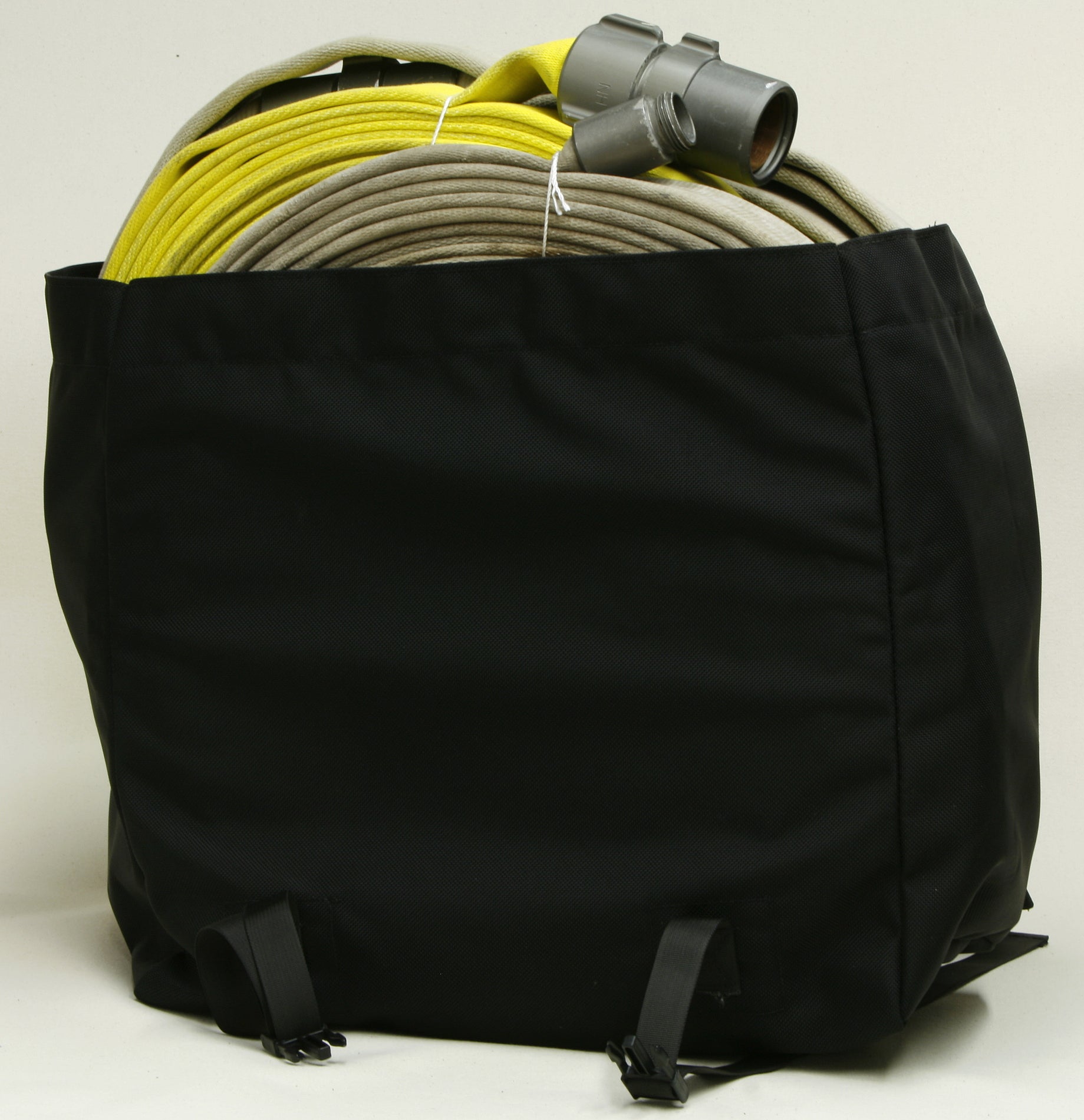 Hose Bag FSS Style Black Ballistic RCoFD Size Loaded 3 Rolls Open View
