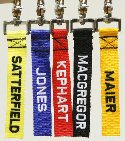 Embroidered Name Tag on 1 Inch Webbing with Clam Clip - Ruffian Specialties 10-02-0004