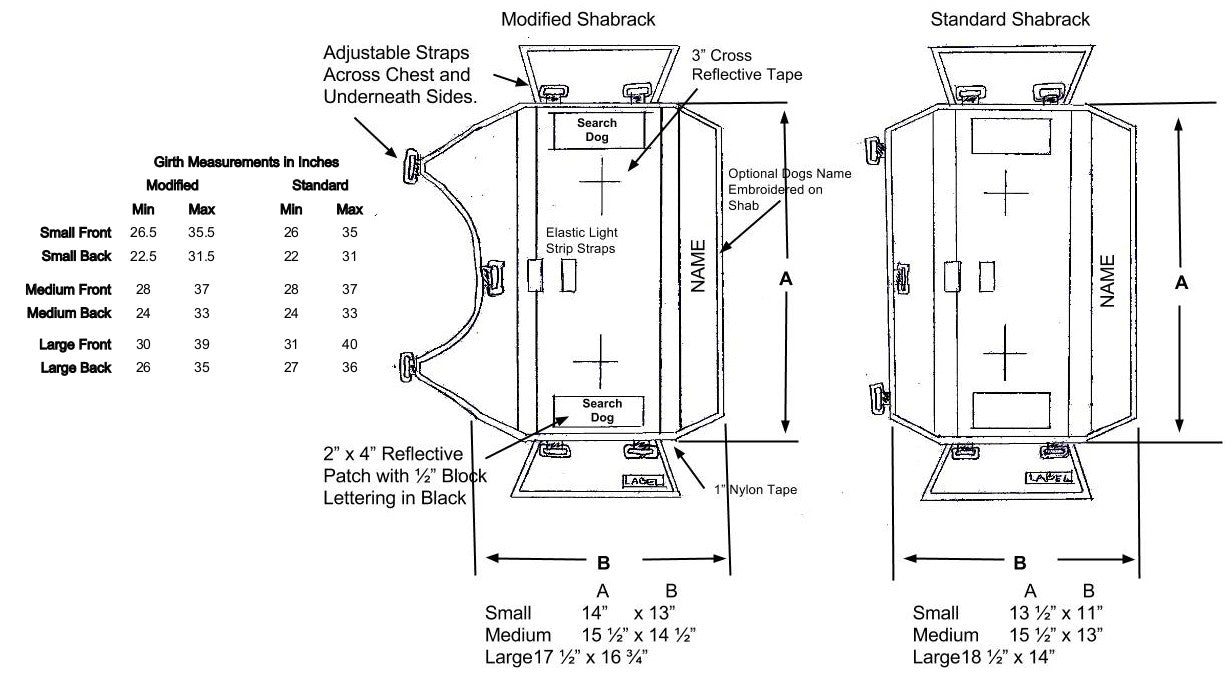 Search and Rescue Dog Shabrack Size - Ruffian Specialties 30-04-0001